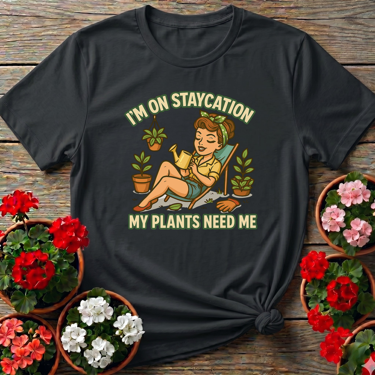 I'm On Staycation My Plants Need Me Gardening T-Shirt