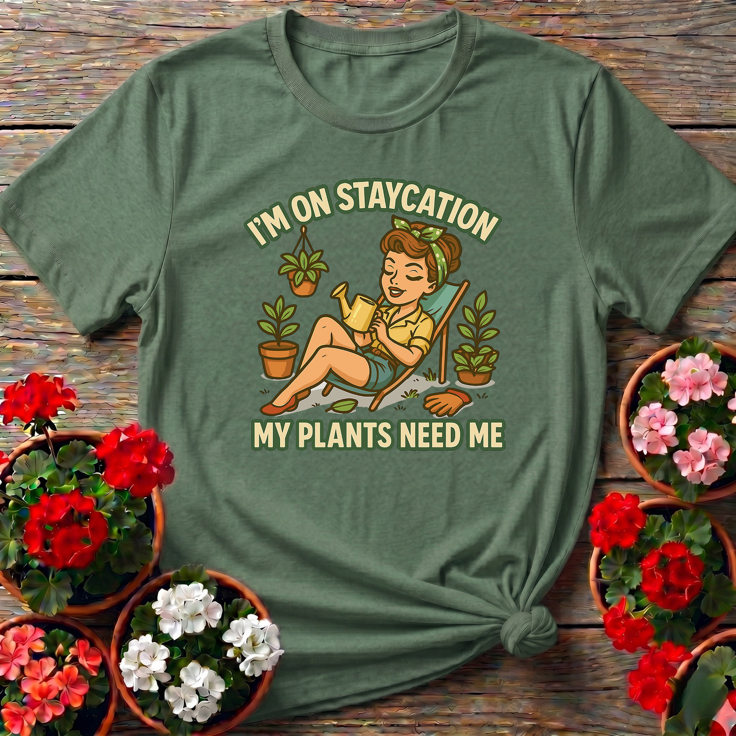 I'm On Staycation My Plants Need Me Gardening T-Shirt