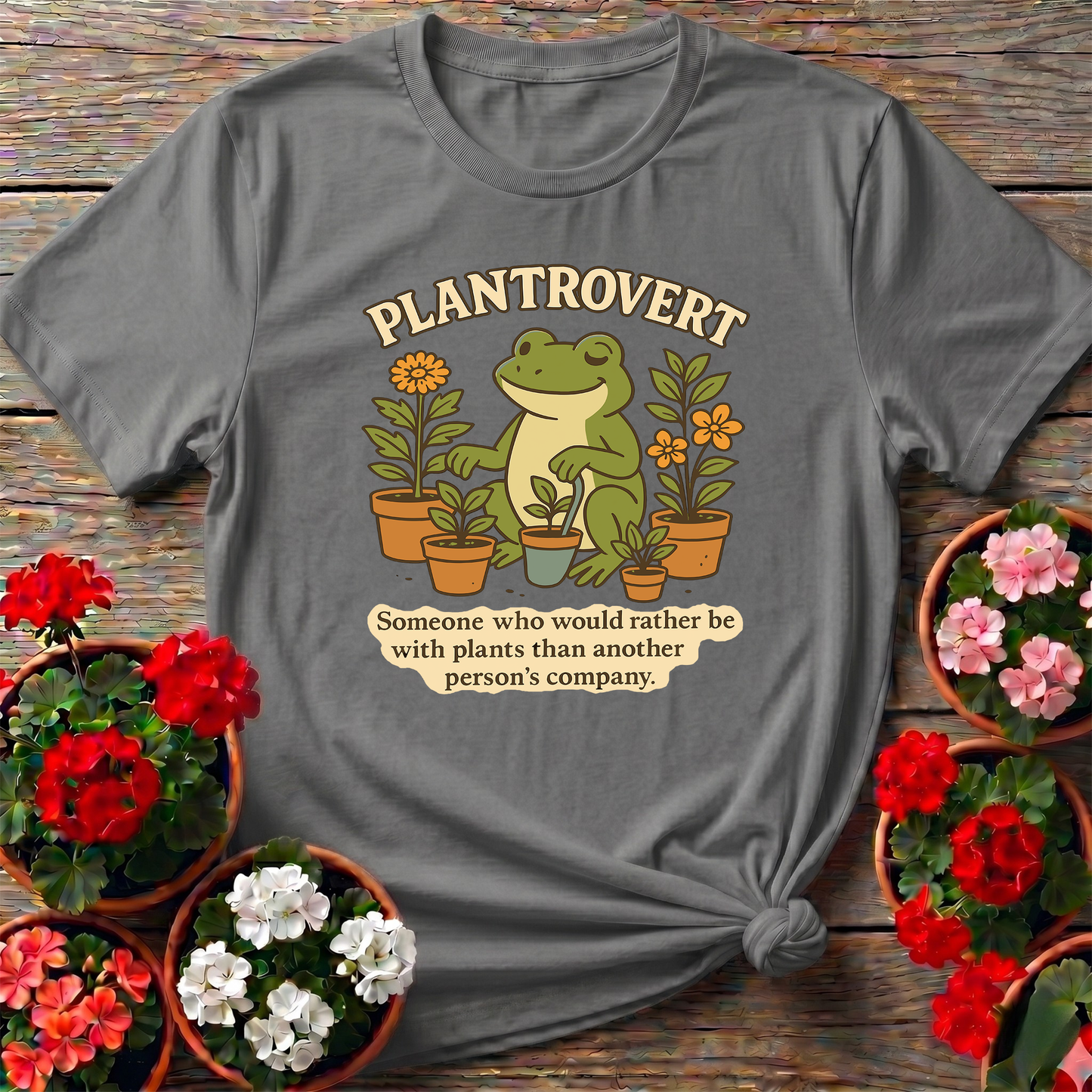 Plantrovert Funny Frog Gardening Tee for Plant Lovers