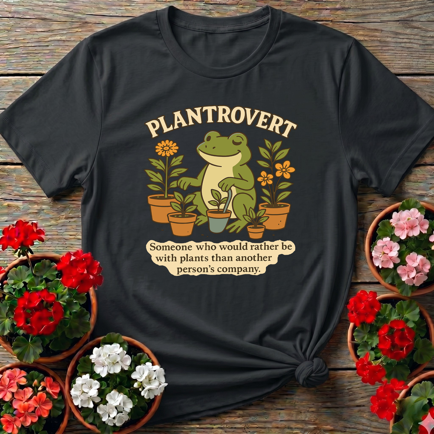 Plantrovert Funny Frog Gardening Tee for Plant Lovers
