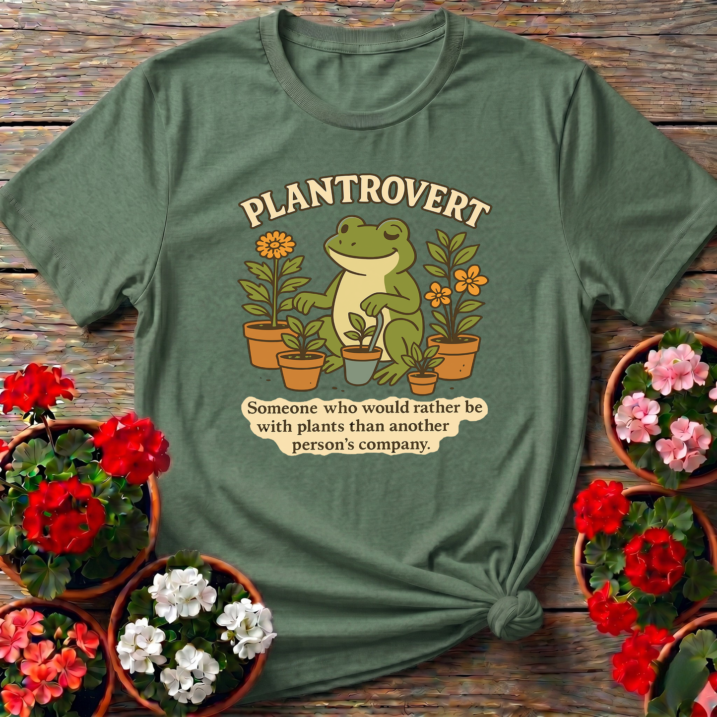 Plantrovert Funny Frog Gardening Tee for Plant Lovers