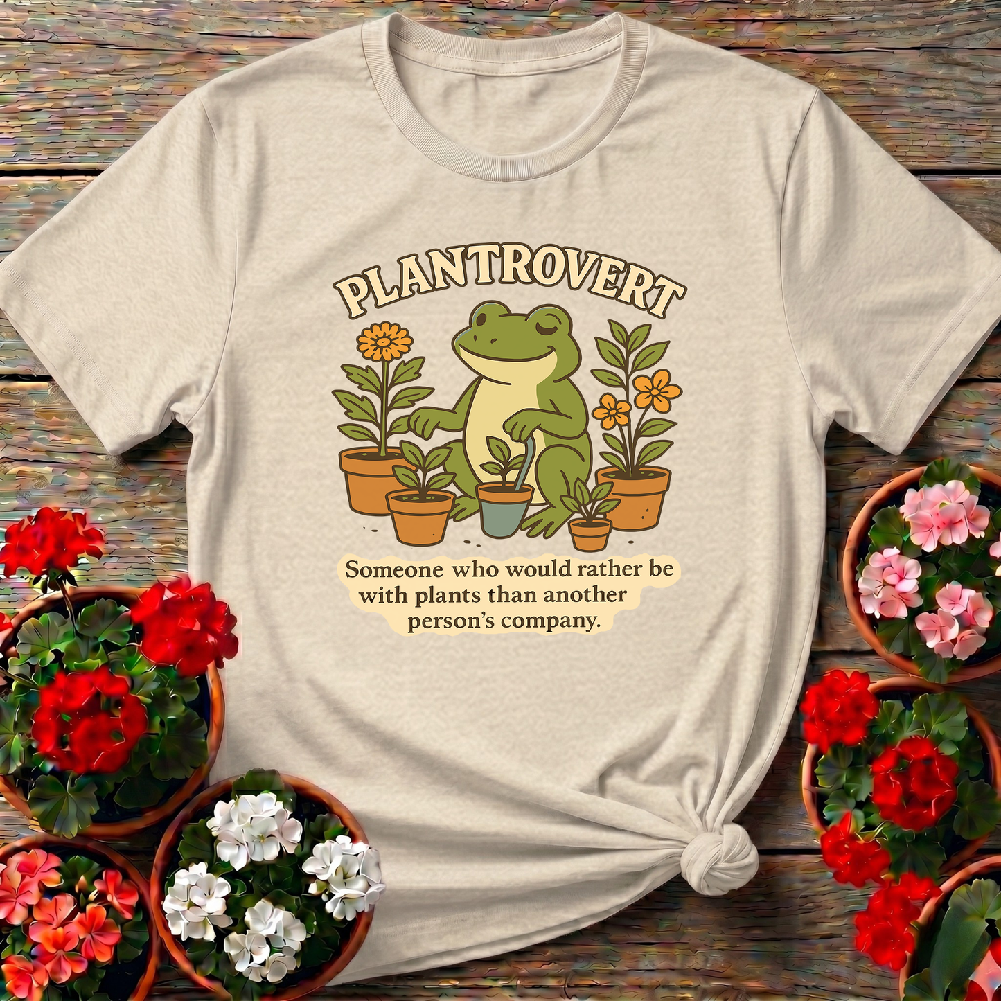 Plantrovert Funny Frog Gardening Tee for Plant Lovers