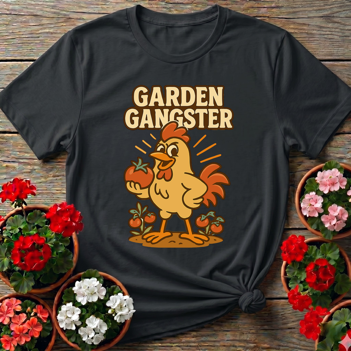 Garden Gangster Rooster Funny Tee