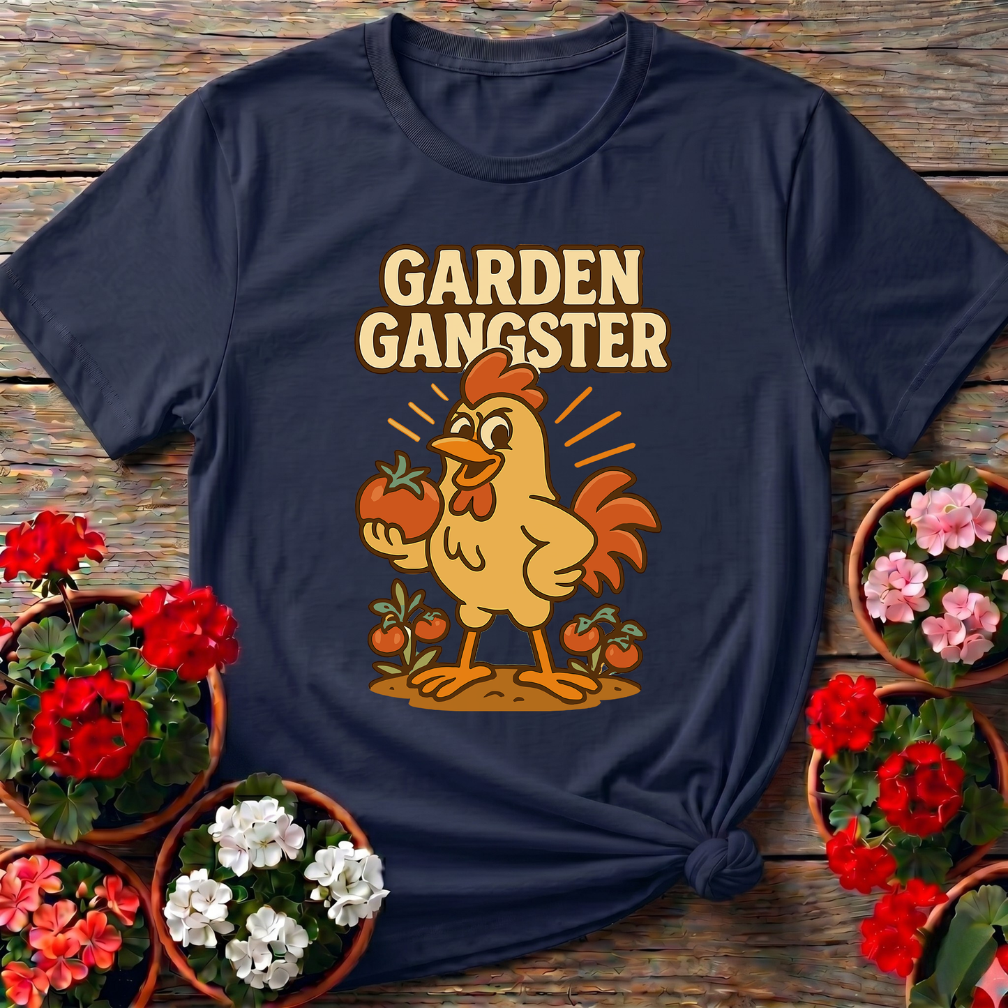 Garden Gangster Rooster Funny Tee