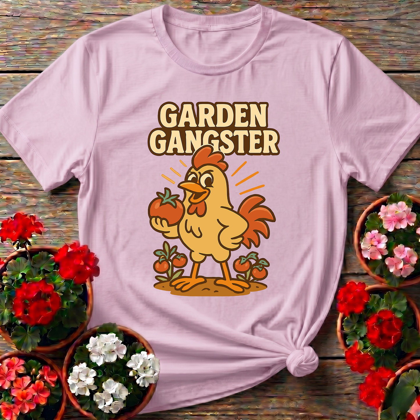 Garden Gangster Rooster Funny Tee