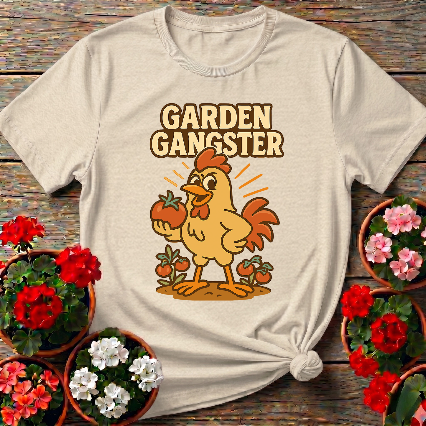 Garden Gangster Rooster Funny Tee