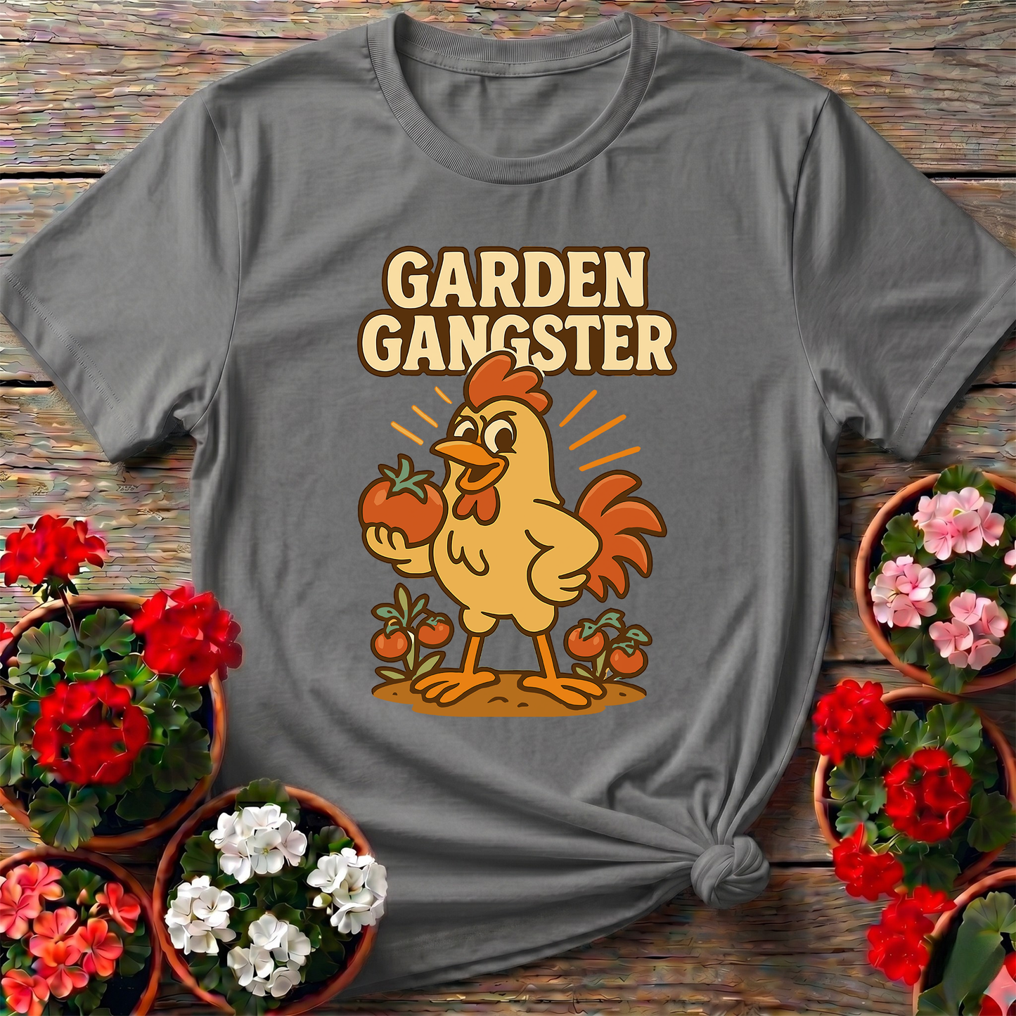 Garden Gangster Rooster Funny Tee