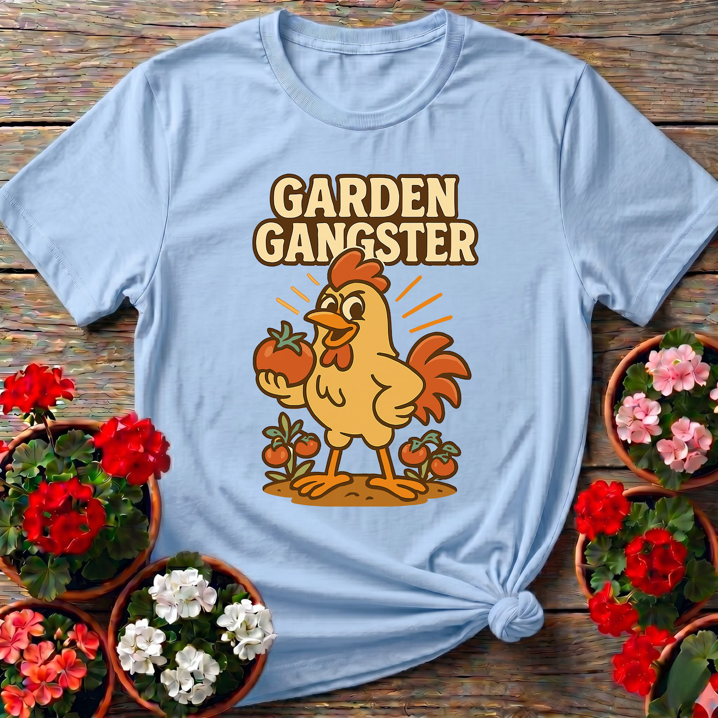Garden Gangster Rooster Funny Tee