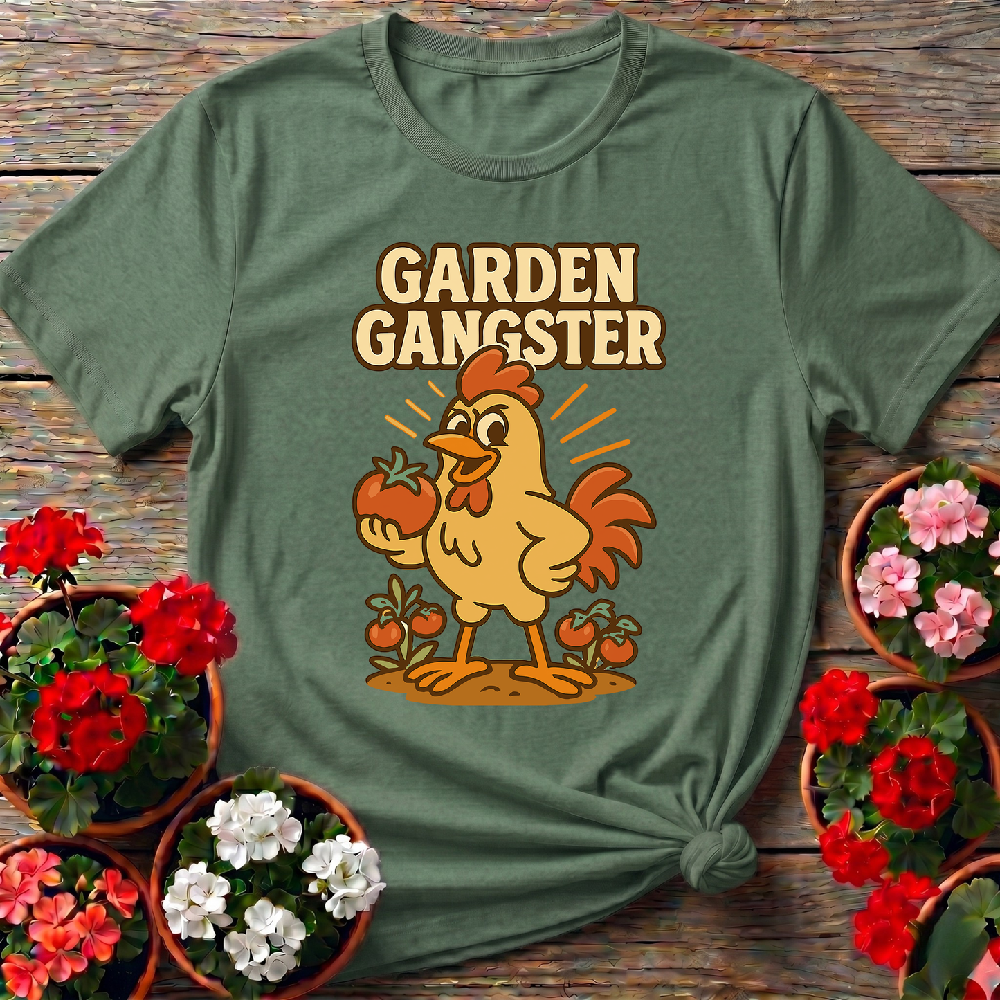 Garden Gangster Rooster Funny Tee