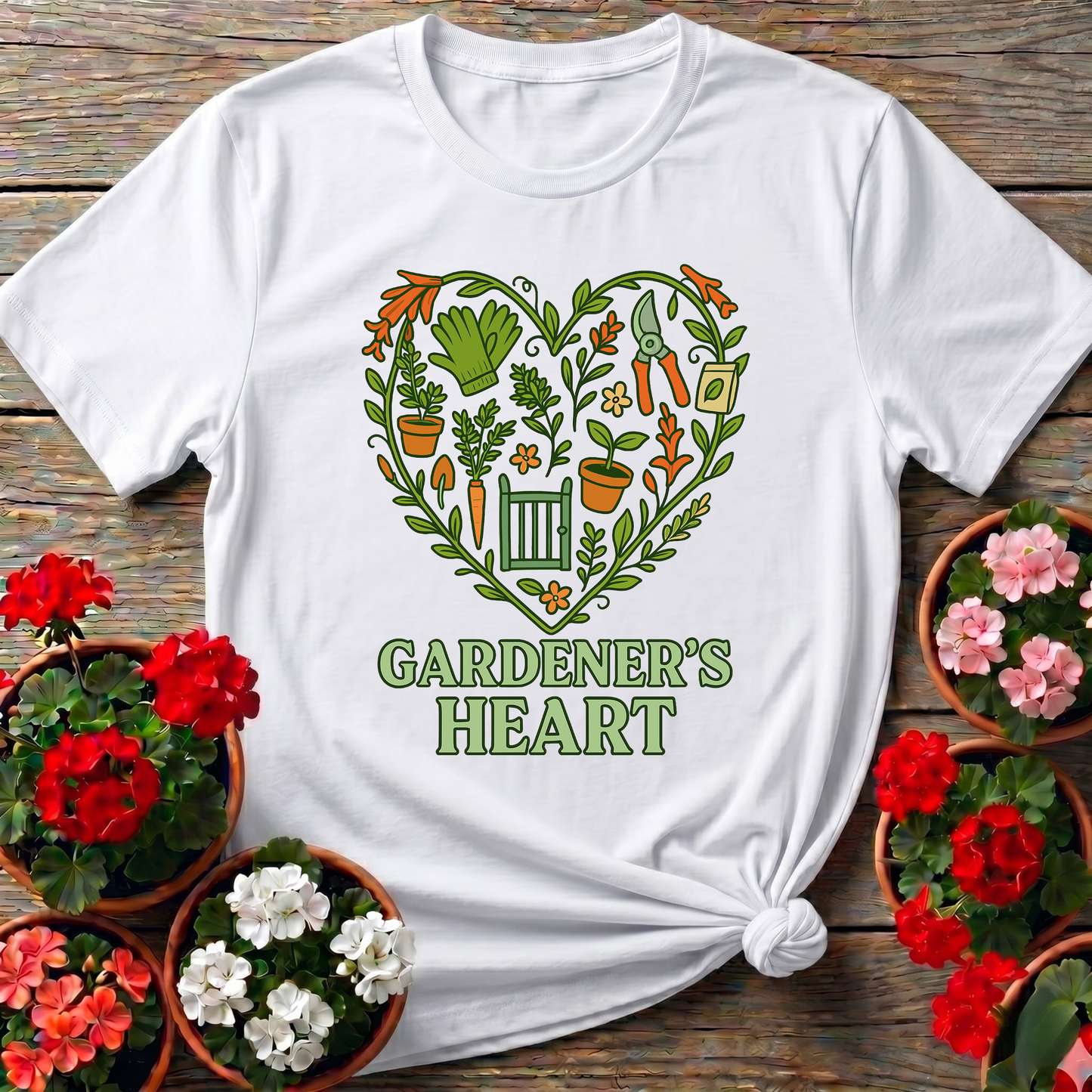 Gardener's Heart Gate Illustration Gardening T-Shirt