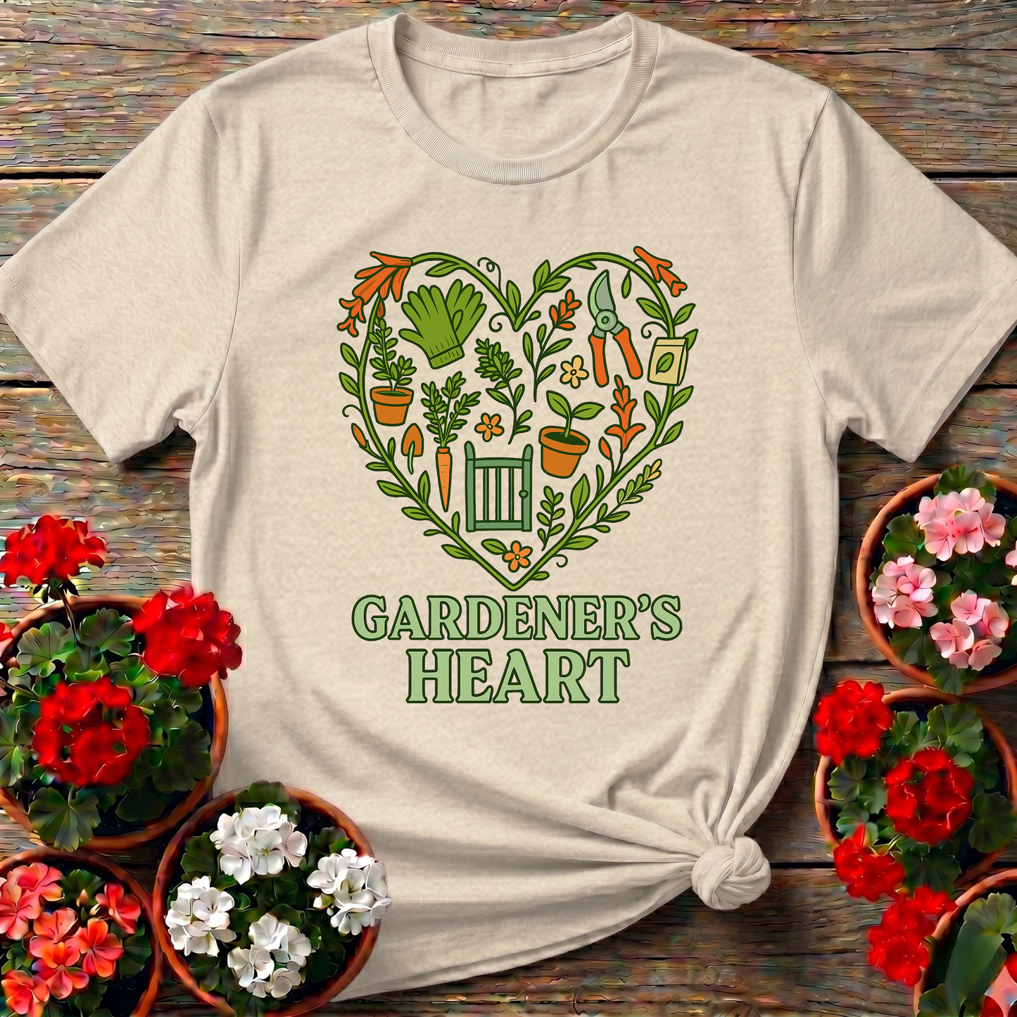Gardener's Heart Gate Illustration Gardening T-Shirt