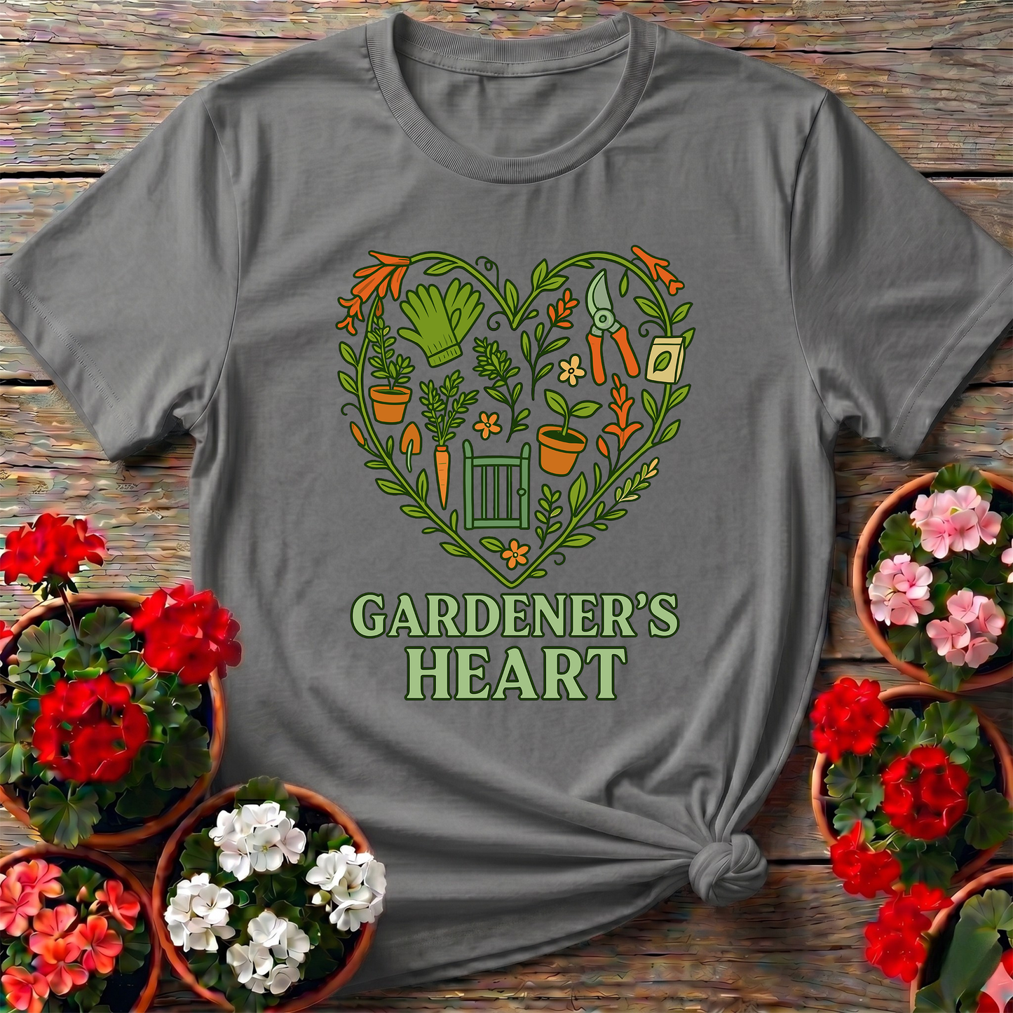 Gardener's Heart Gate Illustration Gardening T-Shirt