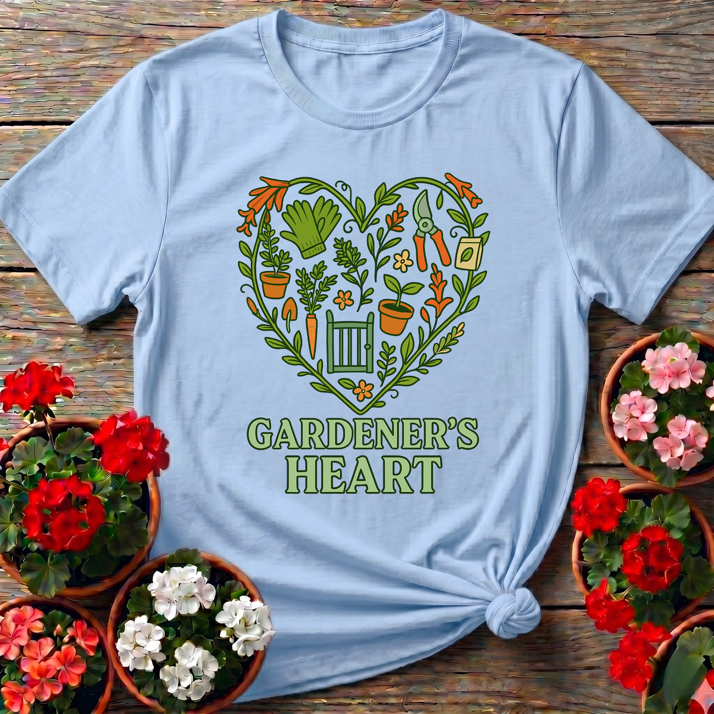 Gardener's Heart Gate Illustration Gardening T-Shirt