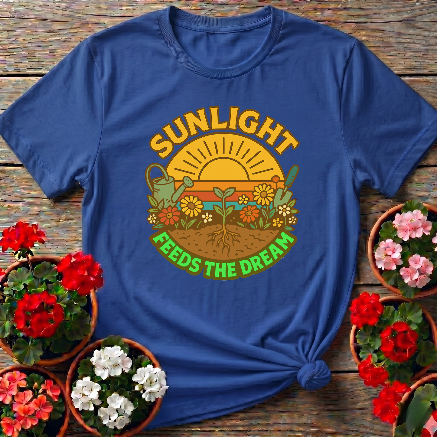 Sunlight Feeds the Dream Retro Gardening Tee