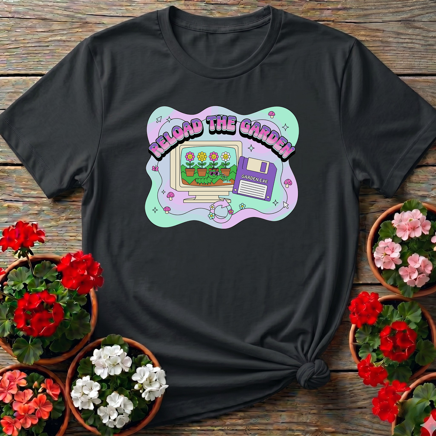 Reload The Garden Retro Computer Gardening T-Shirt