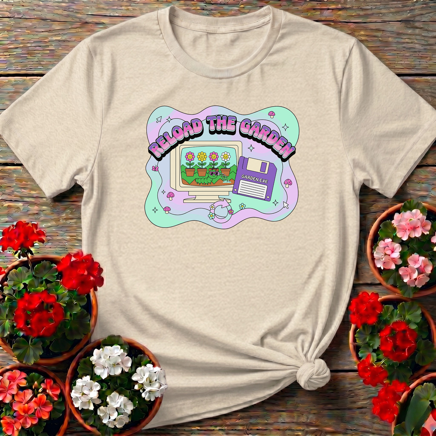 Reload The Garden Retro Computer Gardening T-Shirt