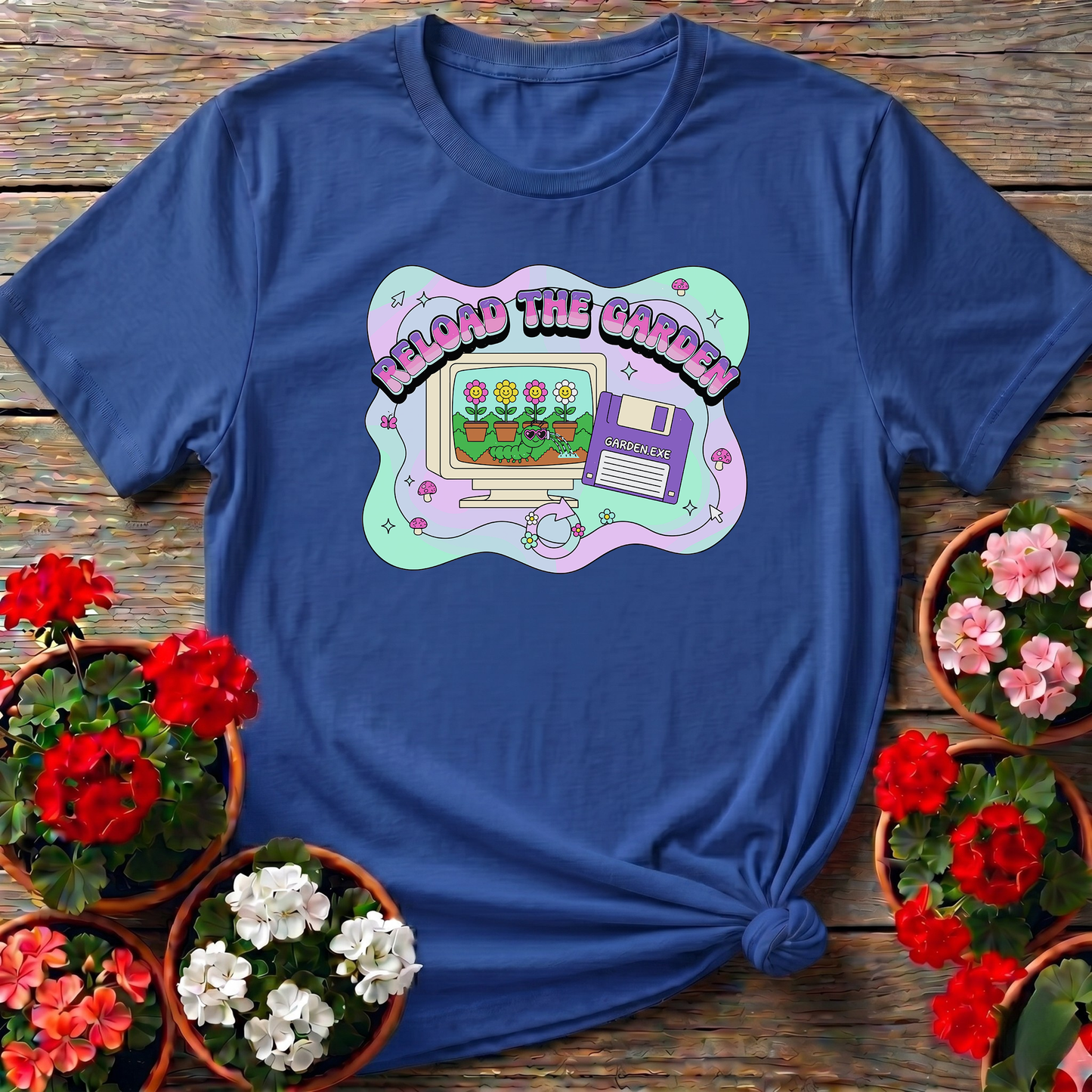 Reload The Garden Retro Computer Gardening T-Shirt
