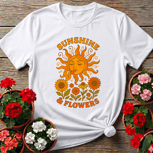Sunshine & Flowers Retro Sun Gardening T-Shirt
