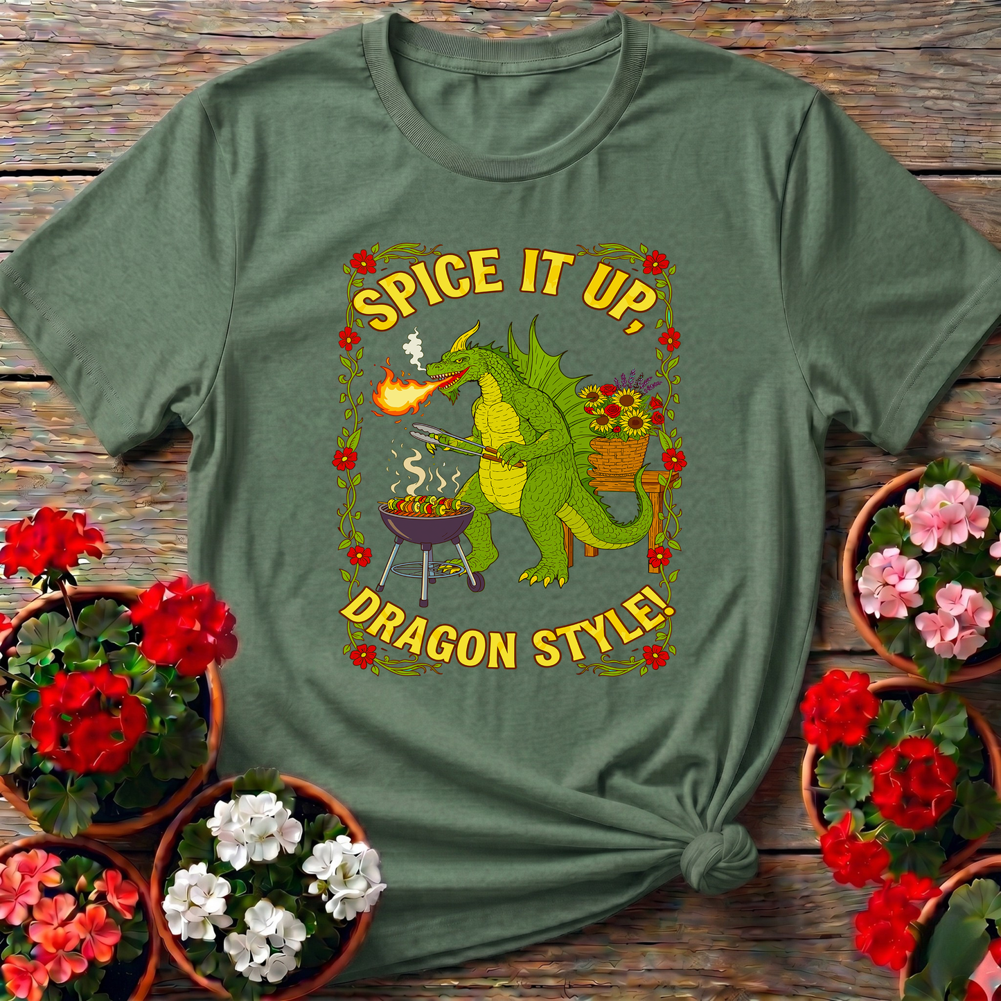 Spice It Up Dragon Style Funny Garden Dragon Tee