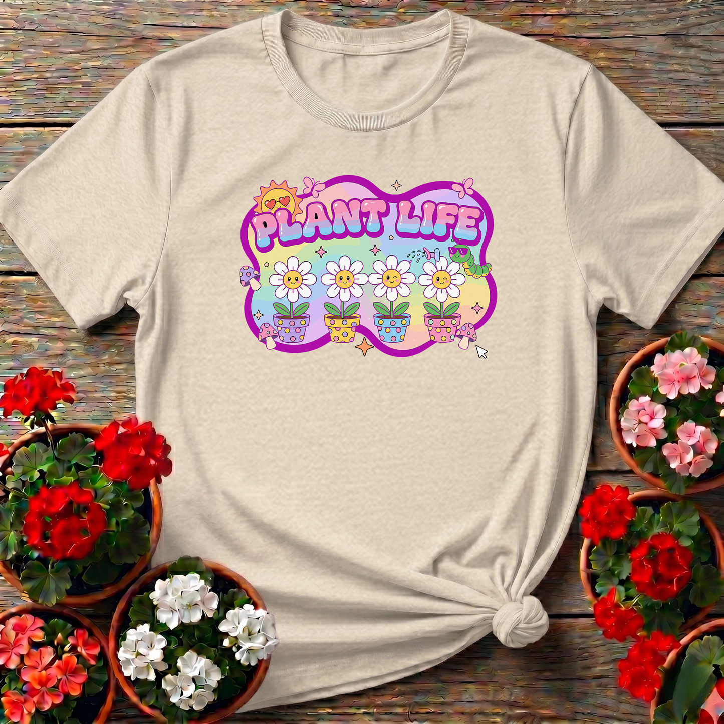 Plant Life Kawaii Daisy Gardening T-Shirt for Plant Lovers