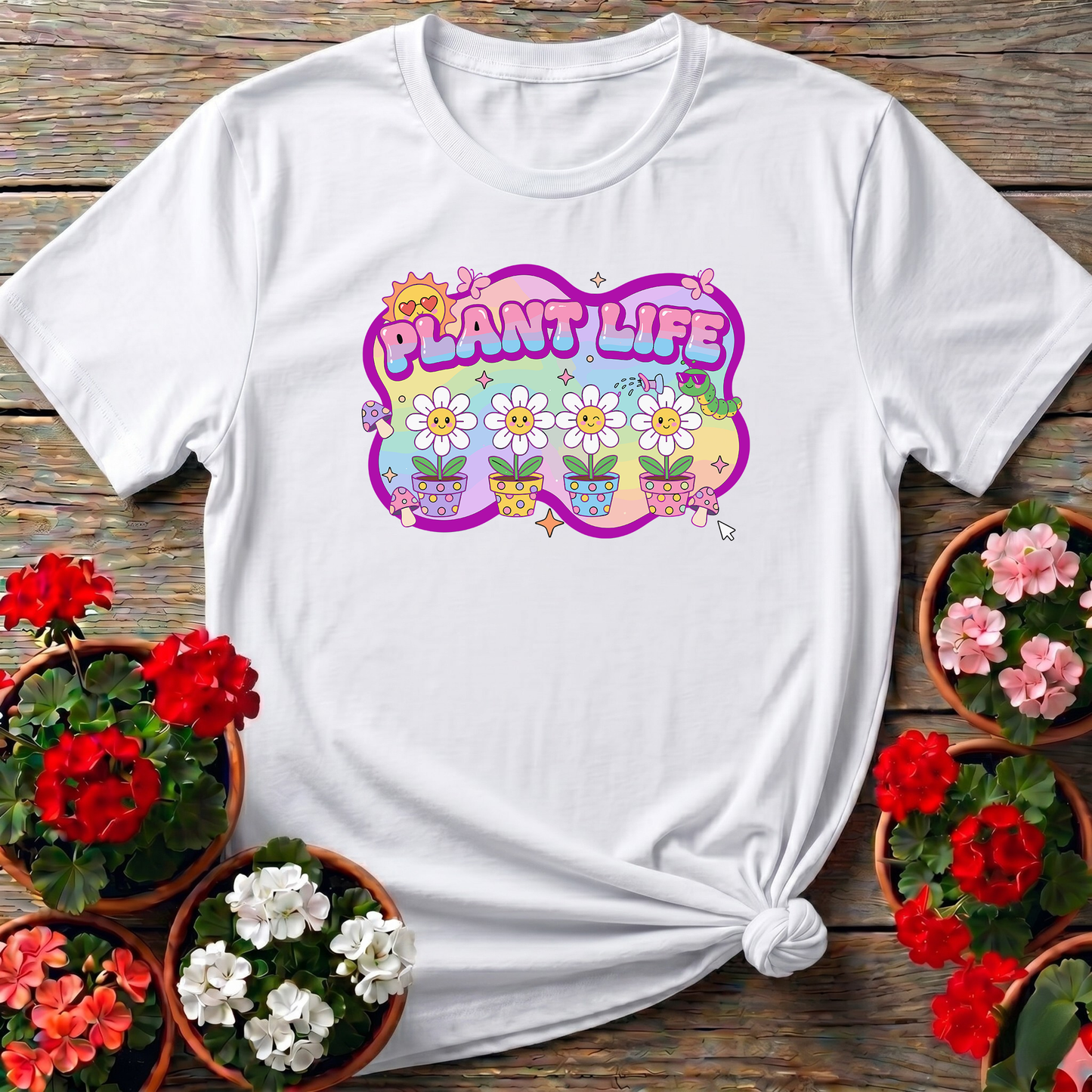 Plant Life Kawaii Daisy Gardening T-Shirt for Plant Lovers