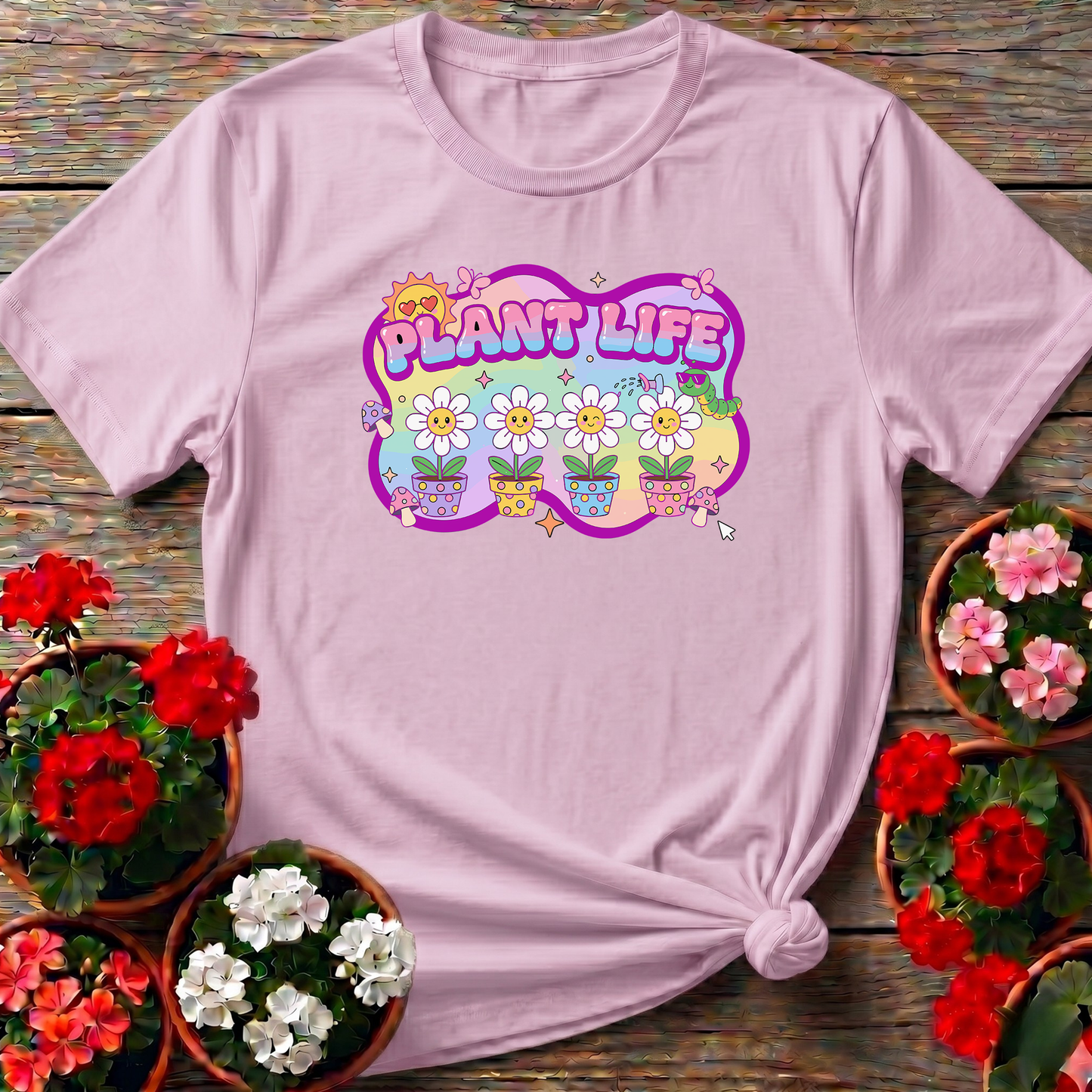 Plant Life Kawaii Daisy Gardening T-Shirt for Plant Lovers