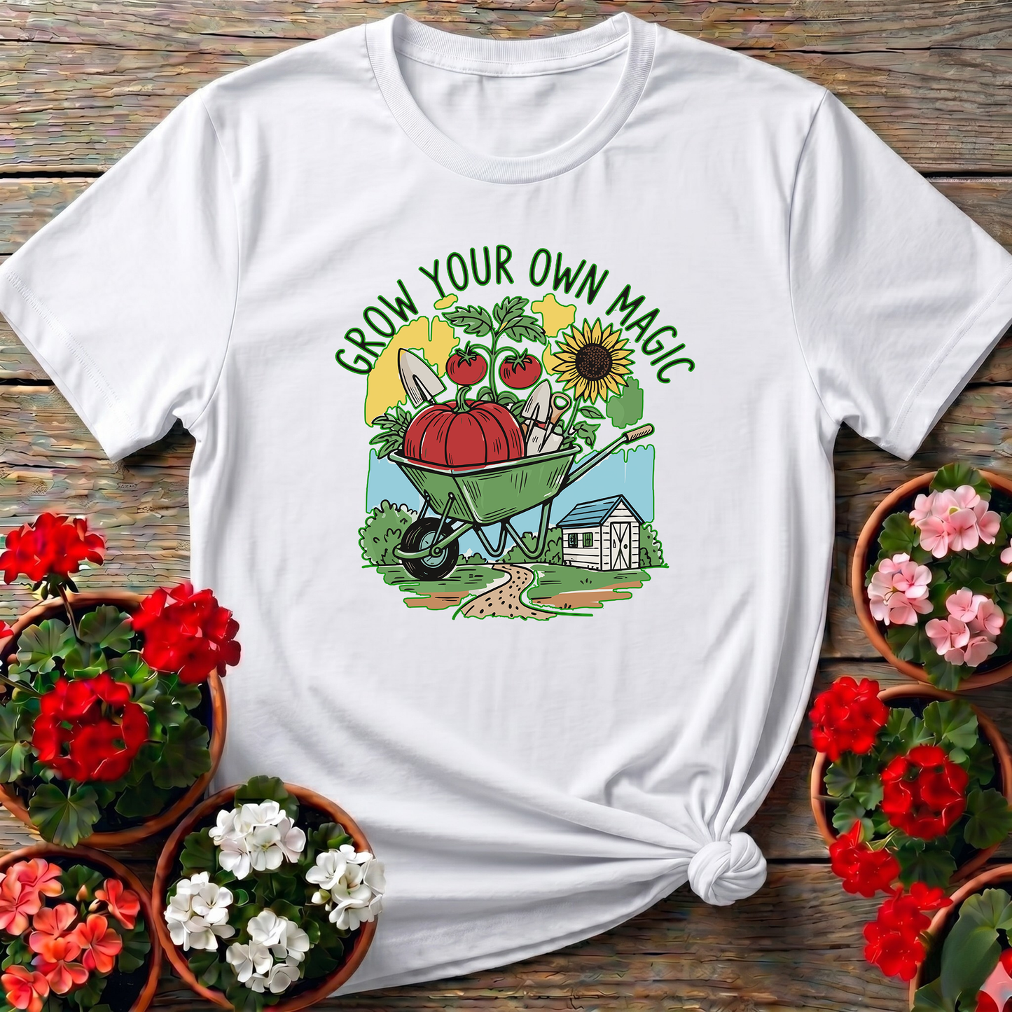 Grow Your Own Magic Wheelbarrow Garden T-Shirt