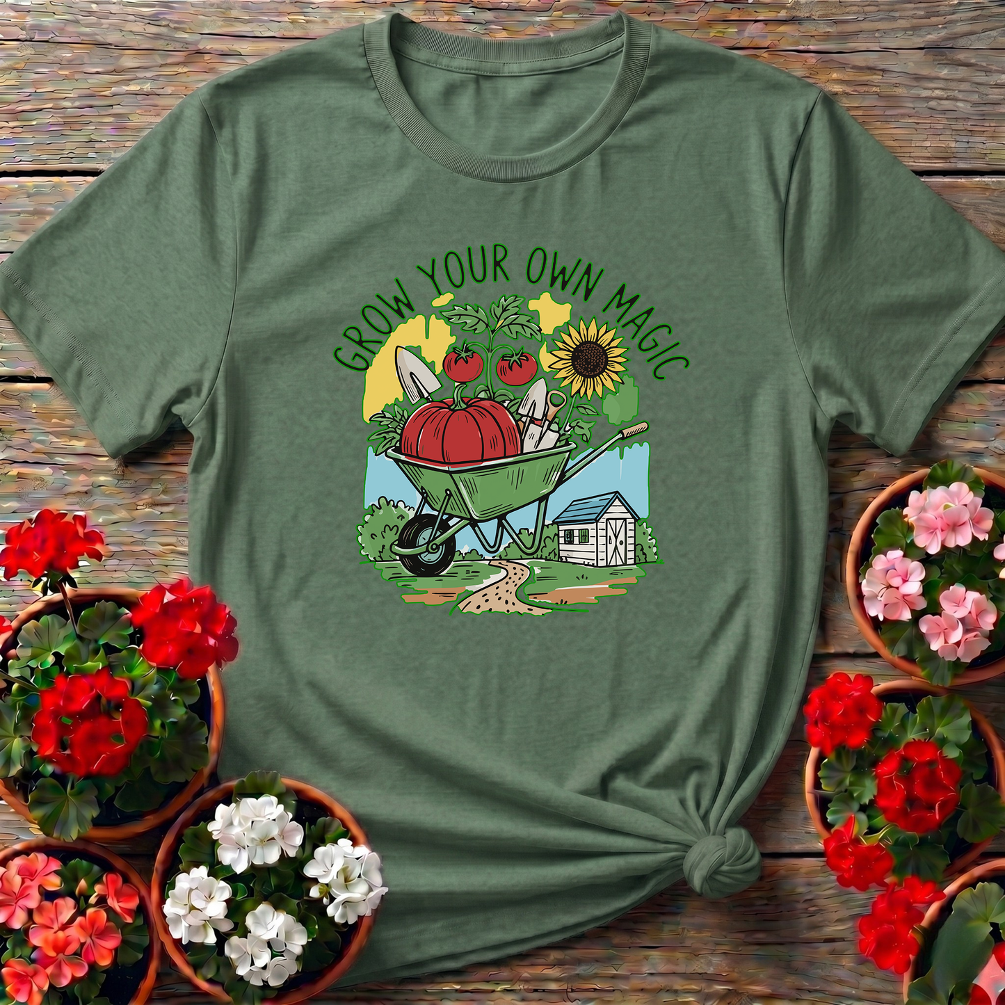 Grow Your Own Magic Wheelbarrow Garden T-Shirt