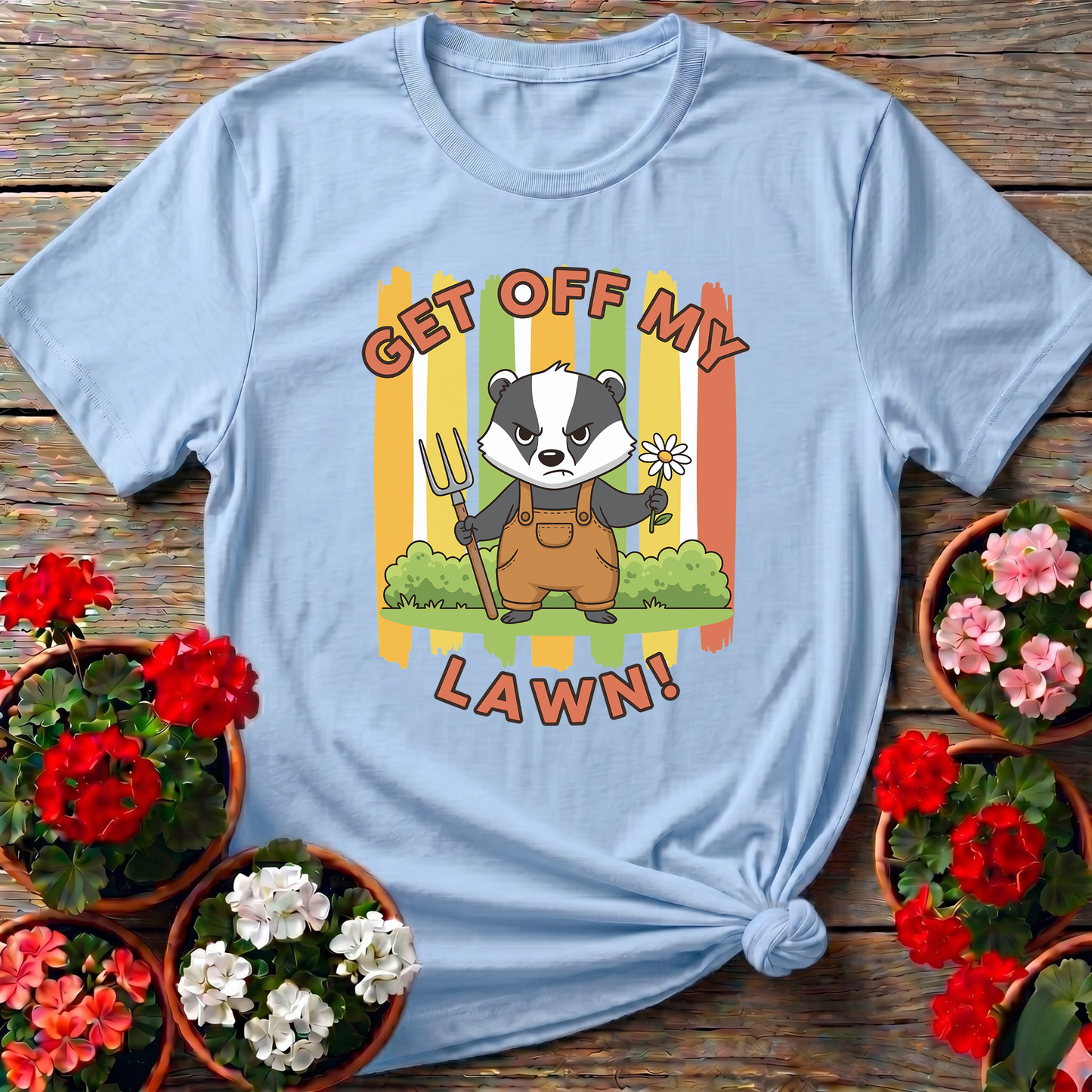 Get Off My Lawn Angry Badger Gardening T-Shirt