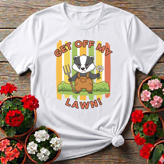 Get Off My Lawn Angry Badger Gardening T-Shirt