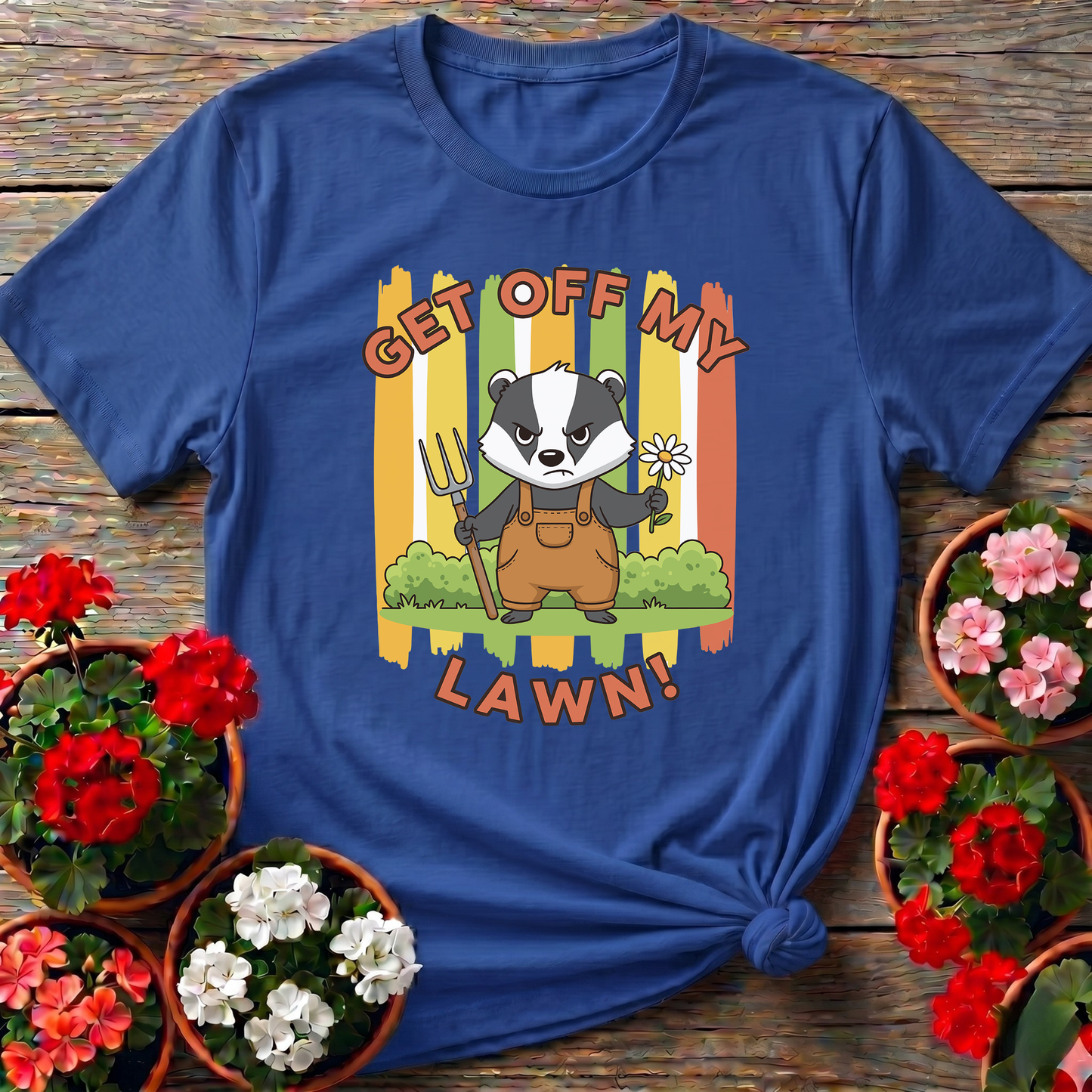 Get Off My Lawn Angry Badger Gardening T-Shirt
