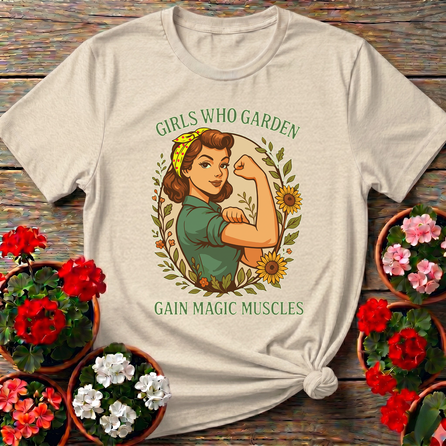 Girls Who Garden Gain Magic Muscles Vintage Gardening Tee