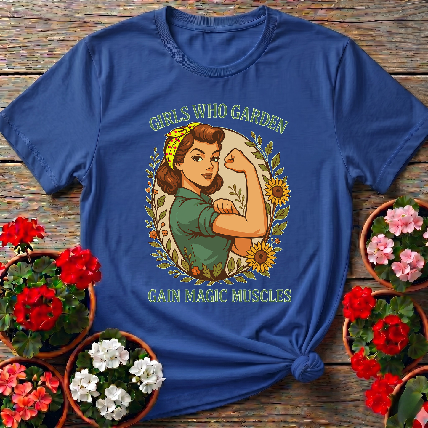 Girls Who Garden Gain Magic Muscles Vintage Gardening Tee