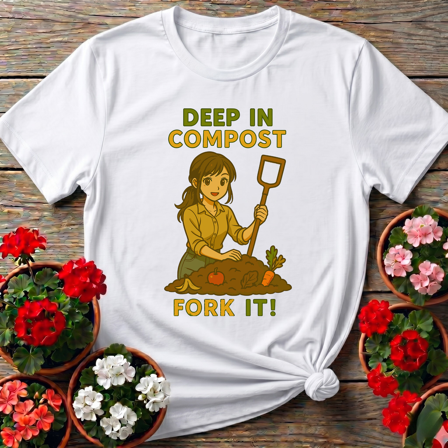 Deep In Compost Fork It Funny Gardening T-Shirt