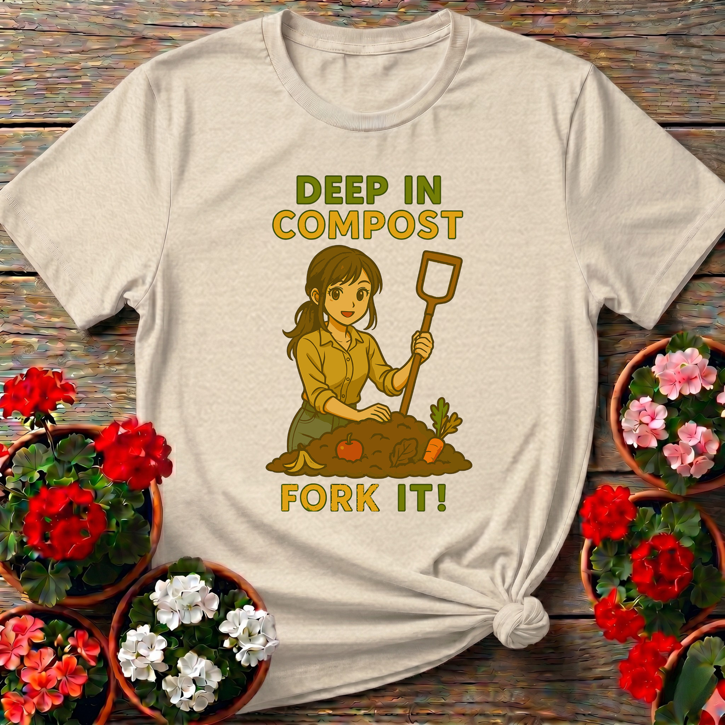 Deep In Compost Fork It Funny Gardening T-Shirt