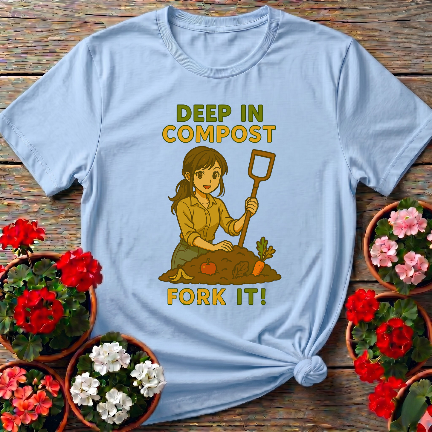 Deep In Compost Fork It Funny Gardening T-Shirt