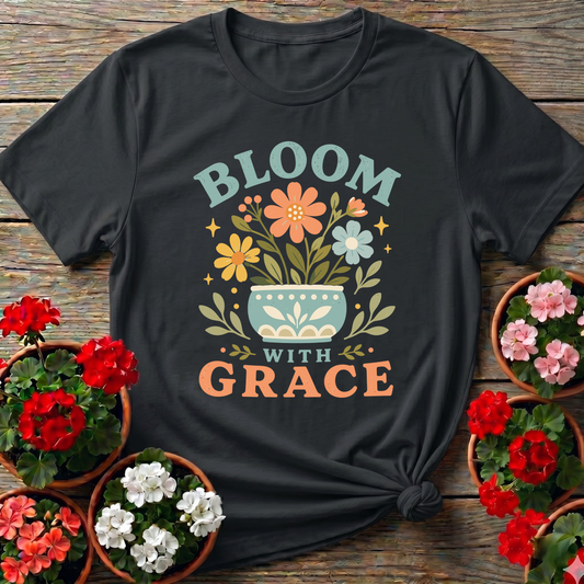 Bloom With Grace Floral Pot Gardening Tee