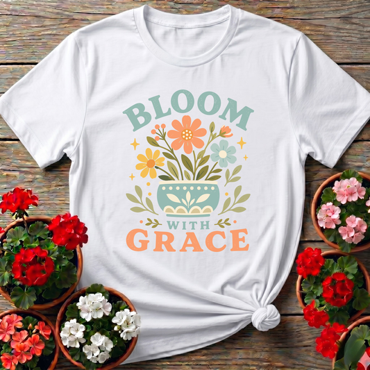 Bloom With Grace Floral Pot Gardening Tee