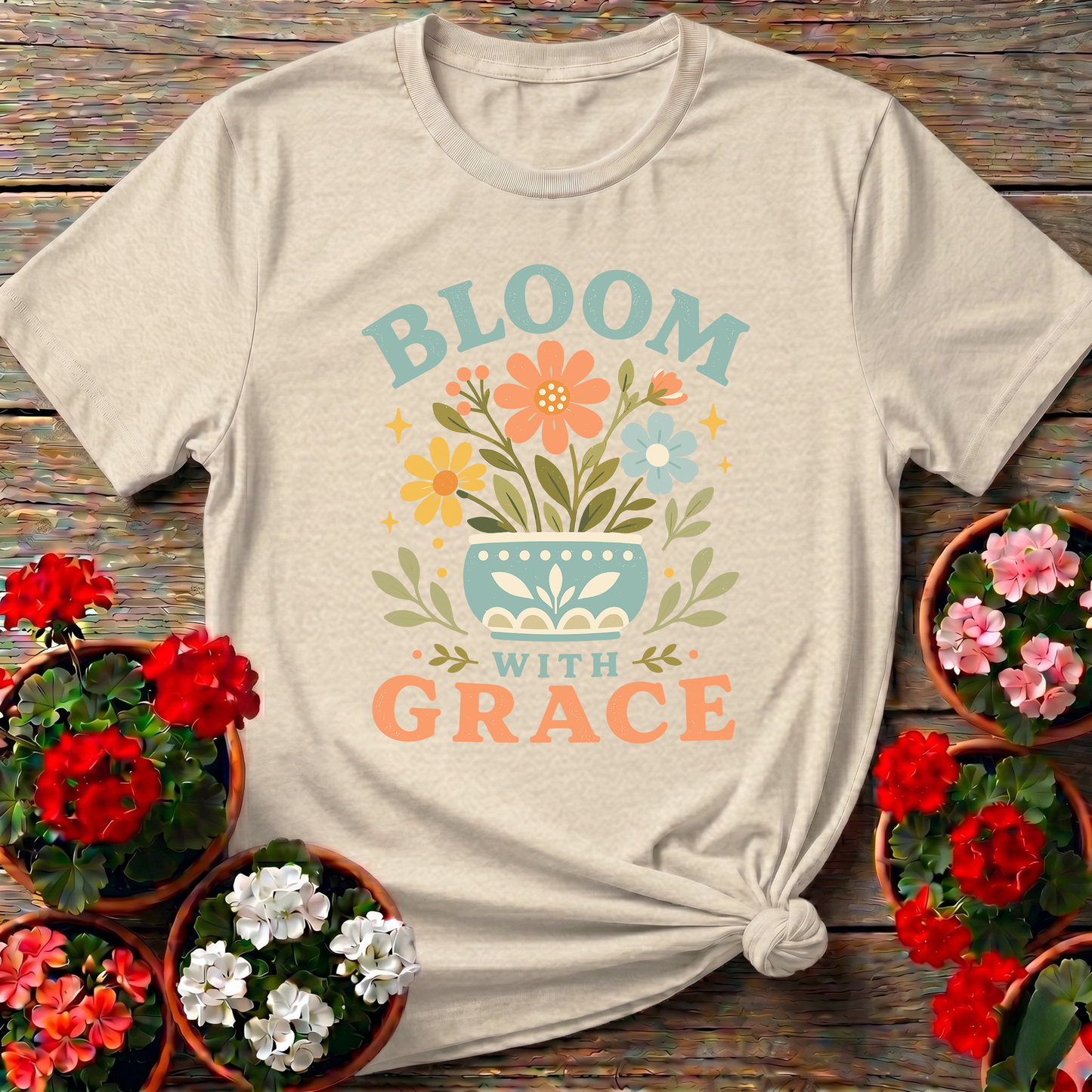 Bloom With Grace Floral Pot Gardening Tee