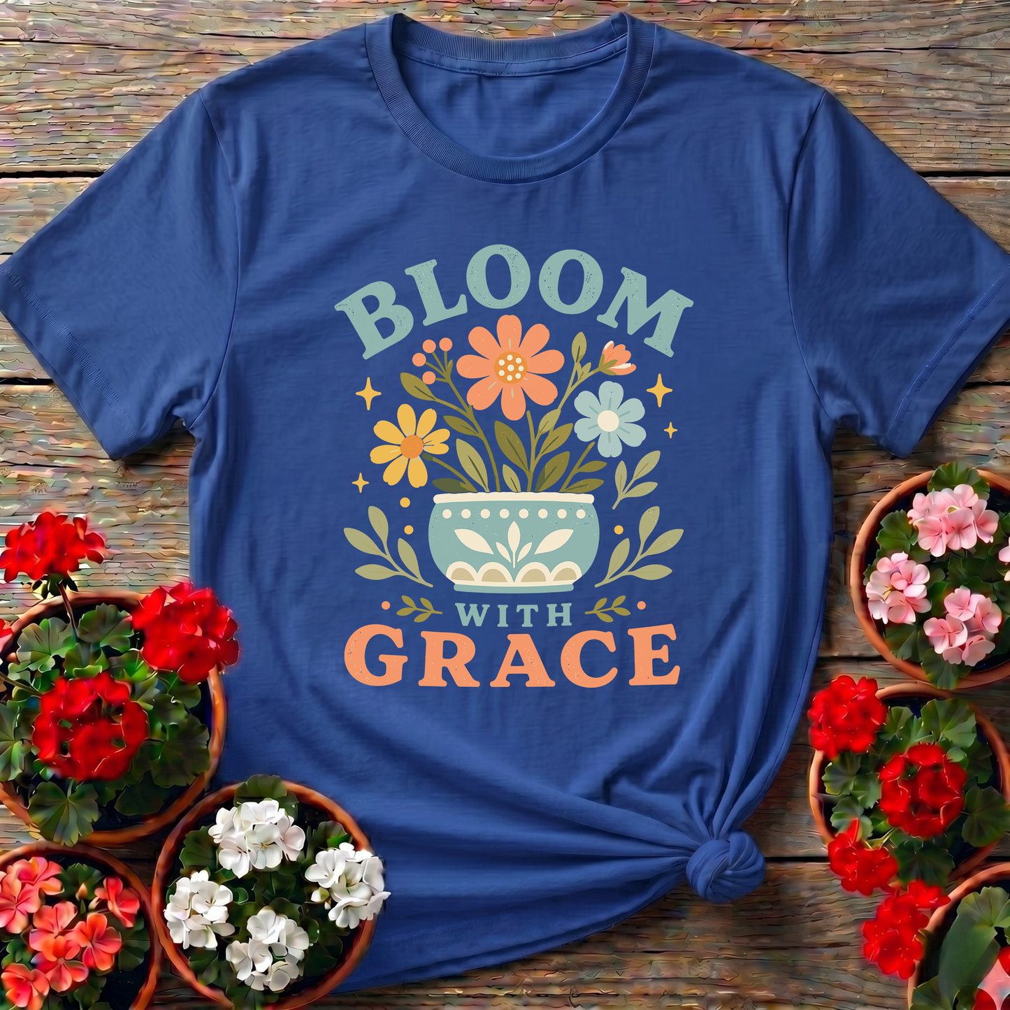 Bloom With Grace Floral Pot Gardening Tee