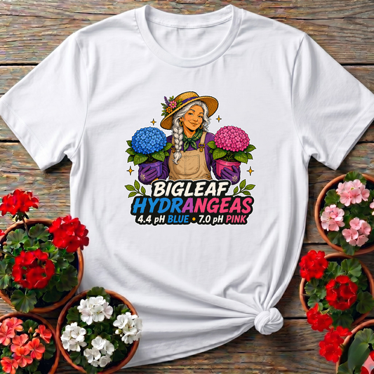 Bigleaf Hydrangeas 4.4 pH Blue 7.0 pH Pink Gardening Tee