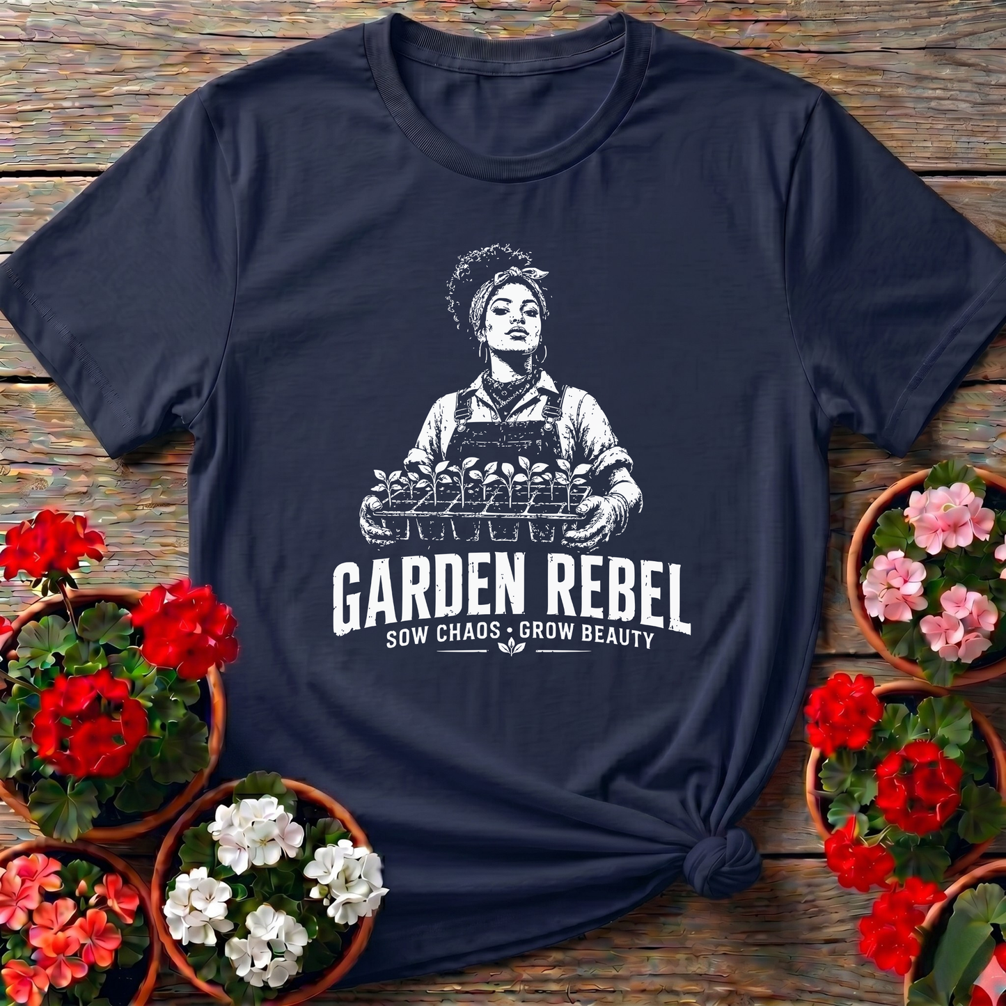 Garden Rebel Sow Chaos Grow Beauty Gardening T-Shirt