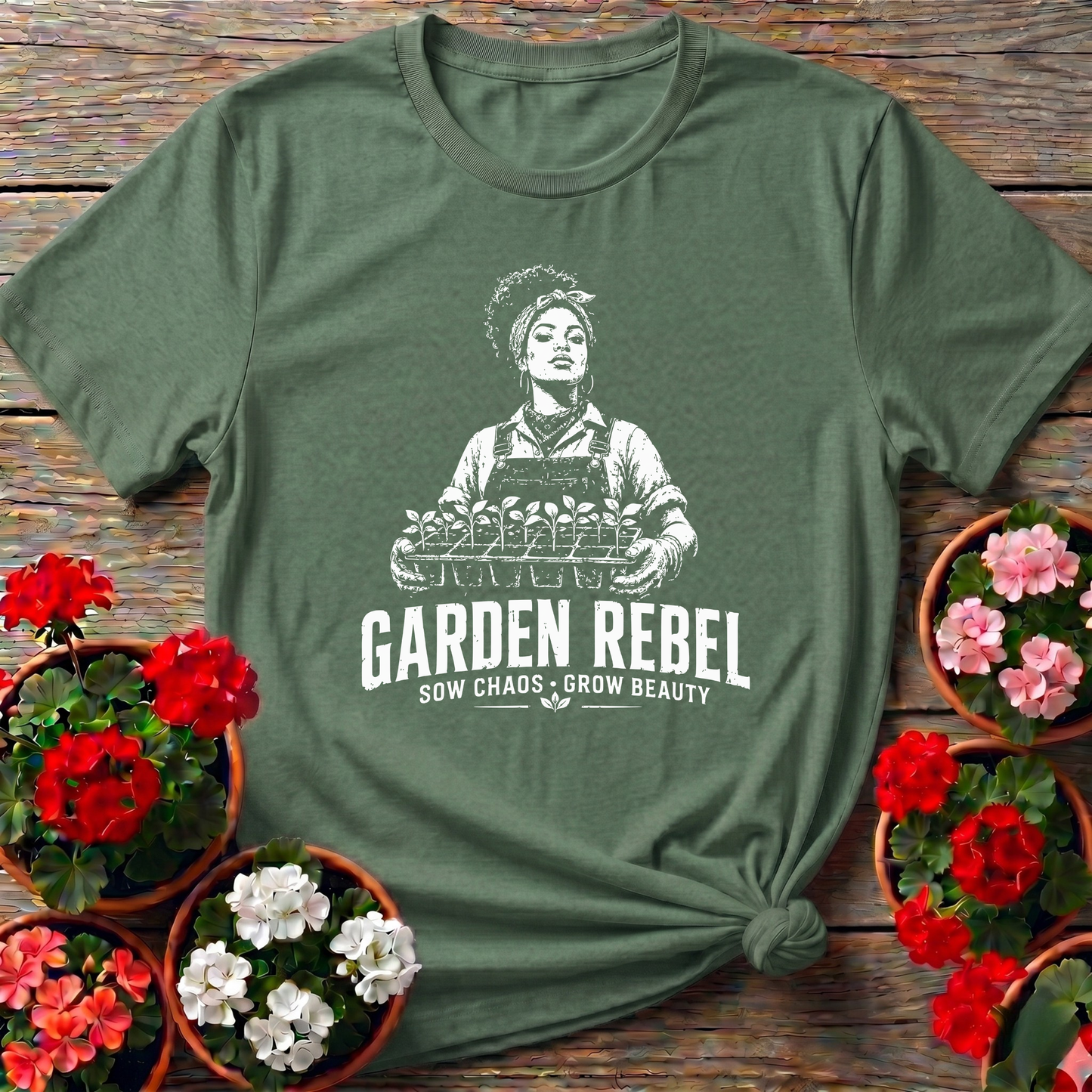 Garden Rebel Sow Chaos Grow Beauty Gardening T-Shirt