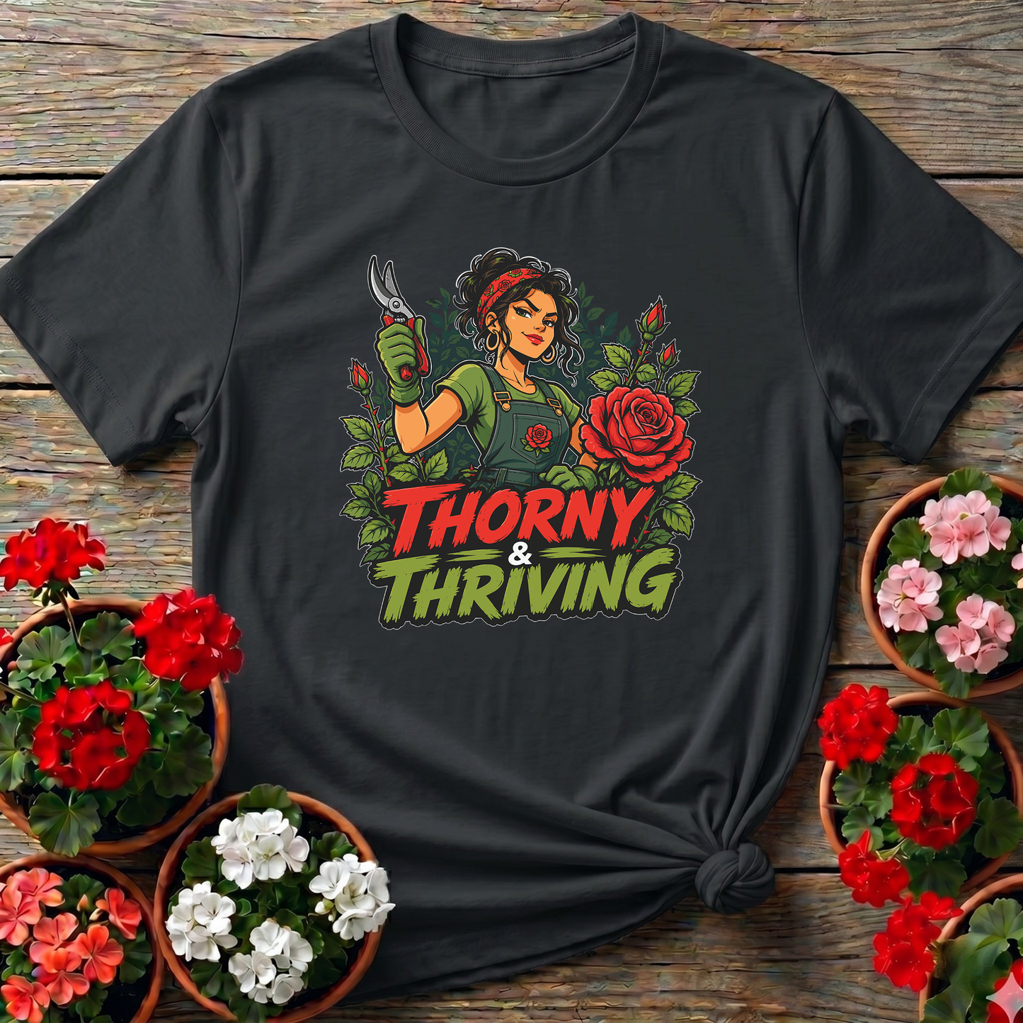 Thorny and Thriving Rose Gardener T-Shirt for Women