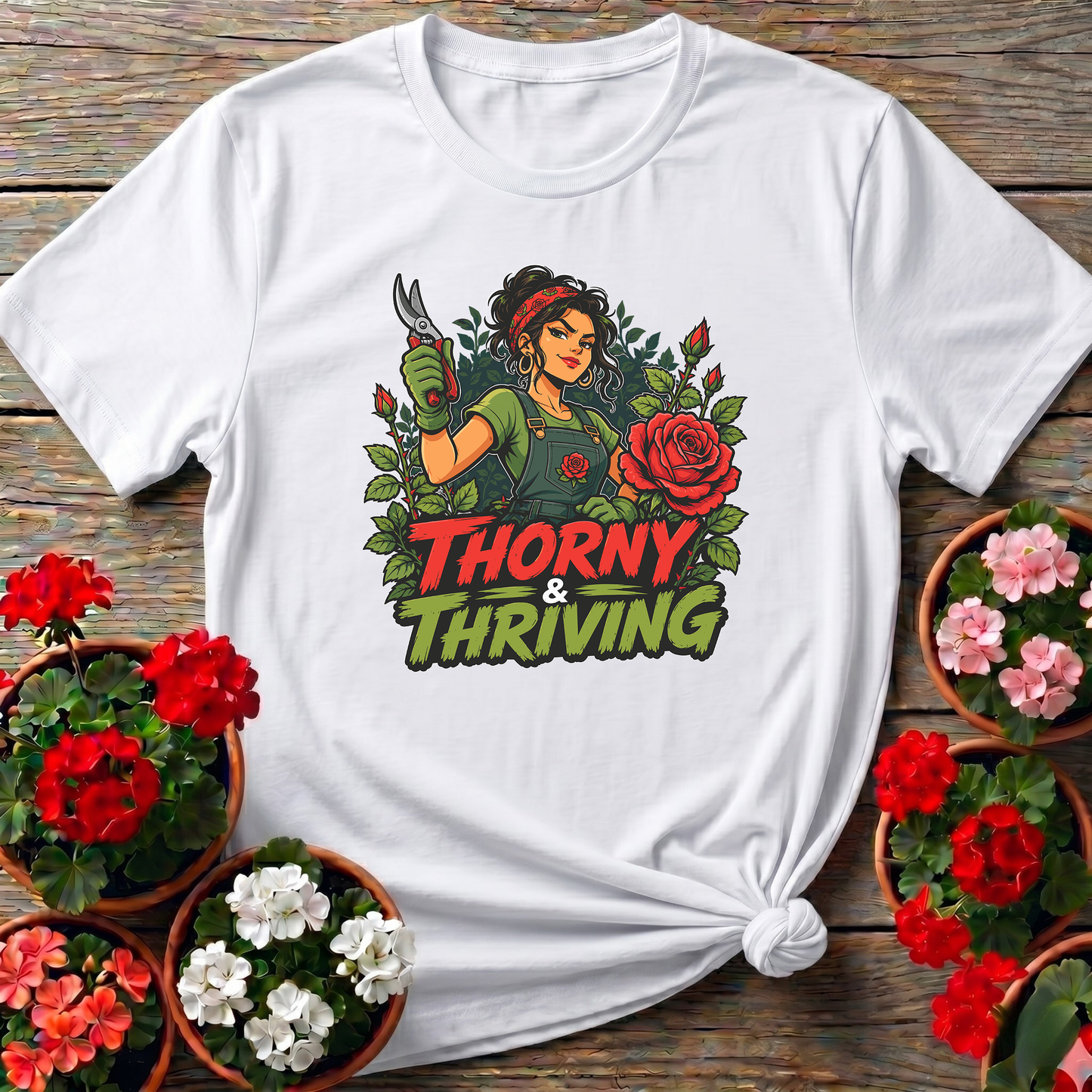 Thorny and Thriving Rose Gardener T-Shirt for Women