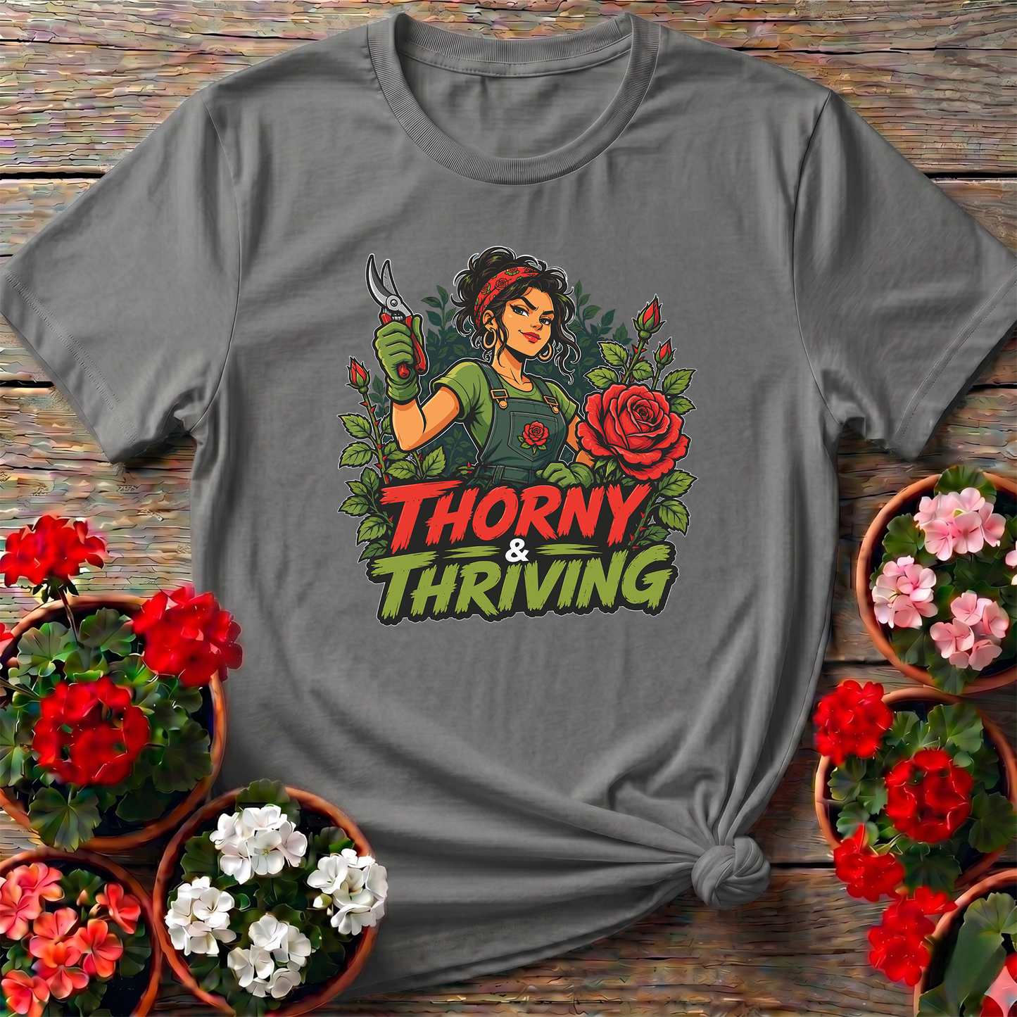 Thorny and Thriving Rose Gardener T-Shirt for Women
