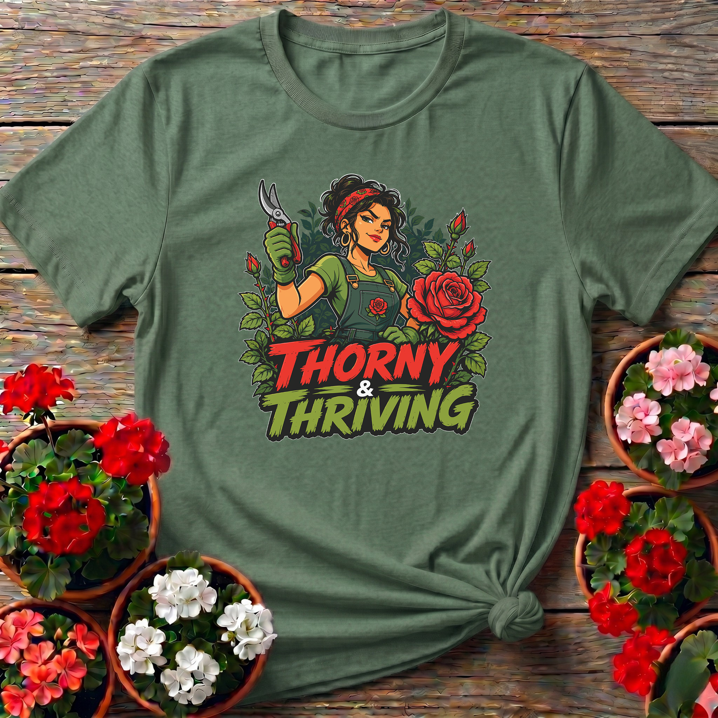 Thorny and Thriving Rose Gardener T-Shirt for Women
