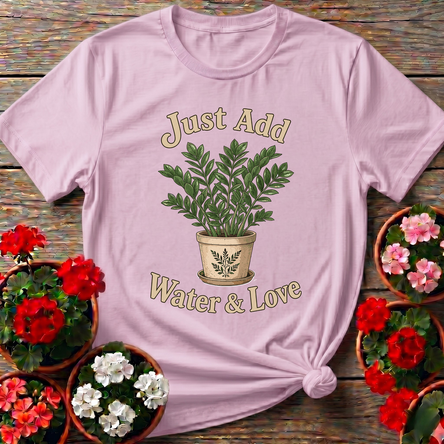 Just Add Water & Love ZZ Plant Gardening T-Shirt