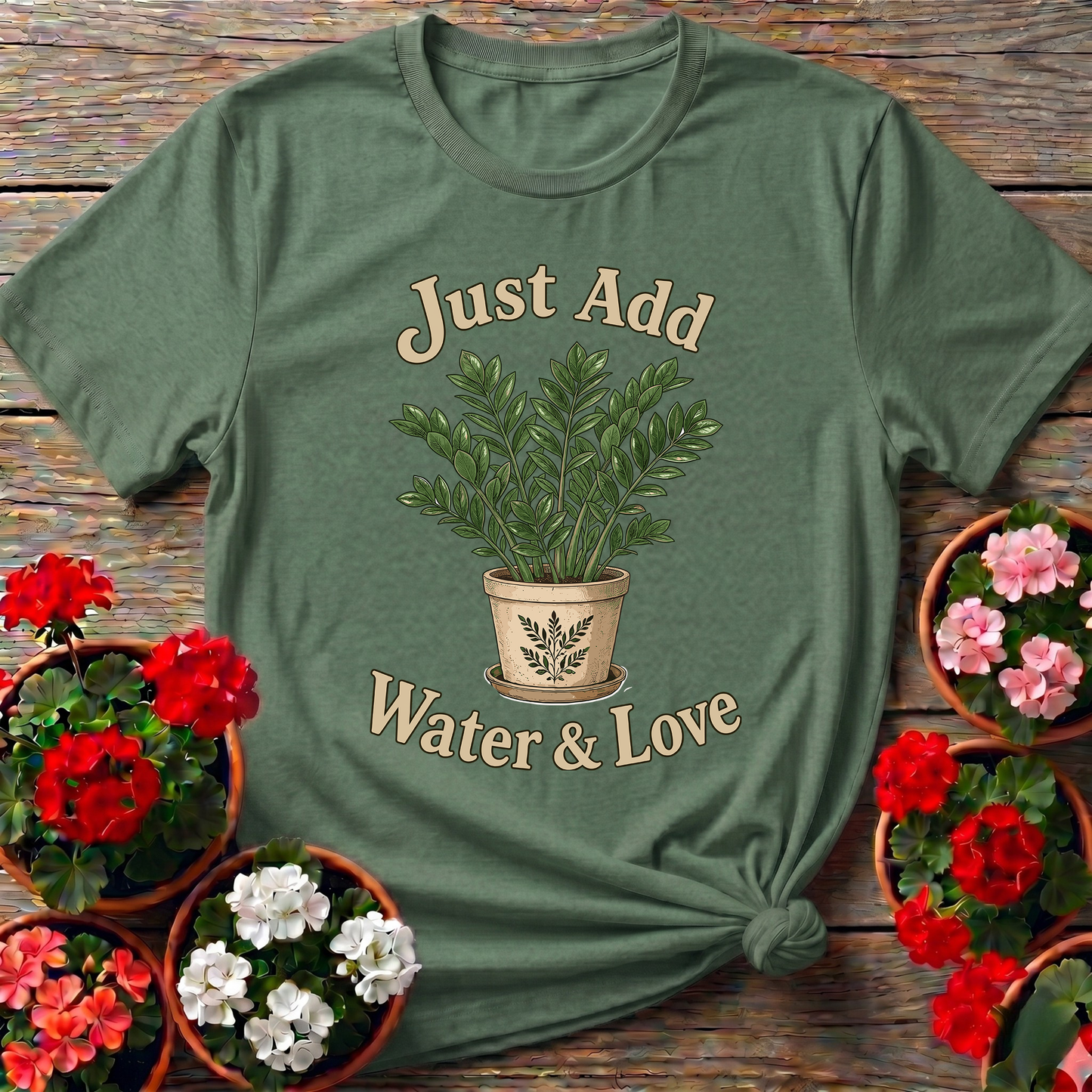 Just Add Water & Love ZZ Plant Gardening T-Shirt