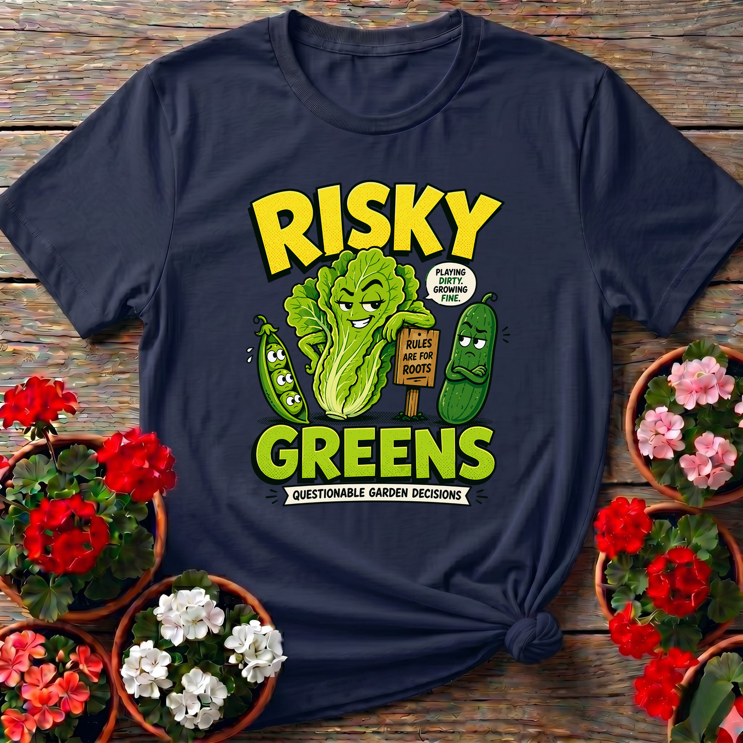 Risky Greens Funny Vegetable Garden T-Shirt